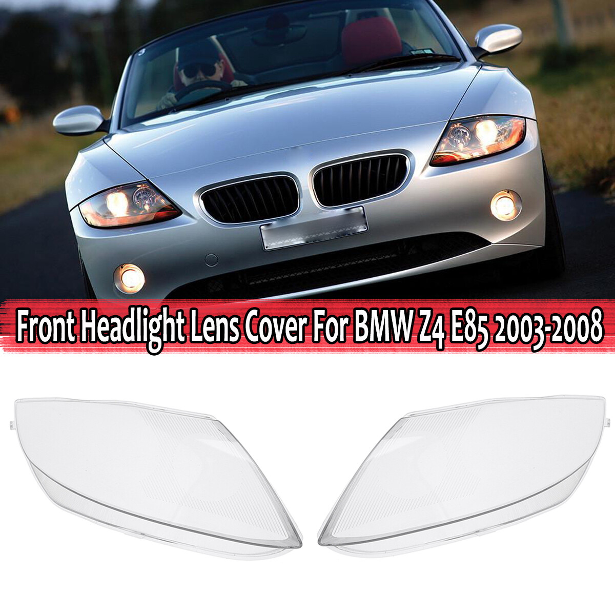 Pair Headlight Cover Headlamp Clear Lens Replacement For BMW Z4
