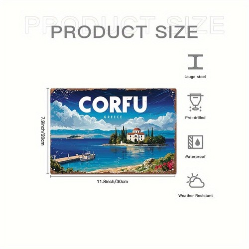 European Corfu Greece Rome Venice Italy Paris France Aluminum Sign 20cm x 30cm - Picture 8 of 31