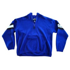 Eddie Bauer Ebtek Men's Medium 1/4 Zip Pullover Sweater Wool Embroidered Sleeve