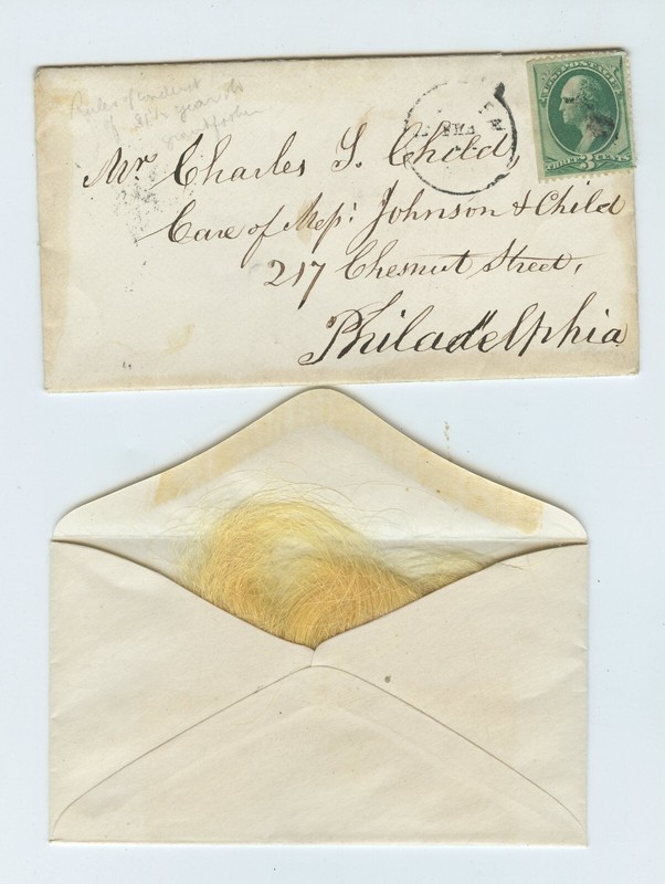 1876 advice LETTER & LOCK of HAIR. Man Born near time of The AMERICAN REVOLUTION
