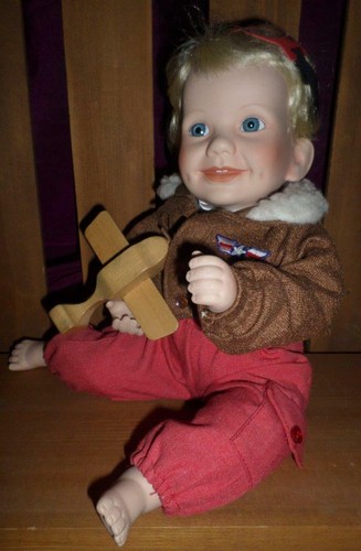Adorable Boy Doll Porcelain by Elke Hutchens MEET TOMMY MAKE~BELIEVE PILOT!!! - Picture 4 of 10