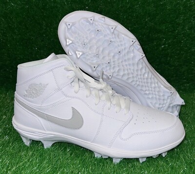 Nike Air Jordan 1 Mid TD Football Cleats White Grey Fog 7 12.5 13