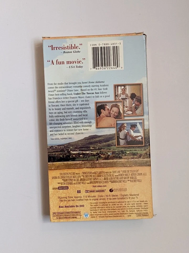 Under The Tuscan Sun (VHS, 2003) Romance, Comedy, Diane Lane - Image 2 of 2
