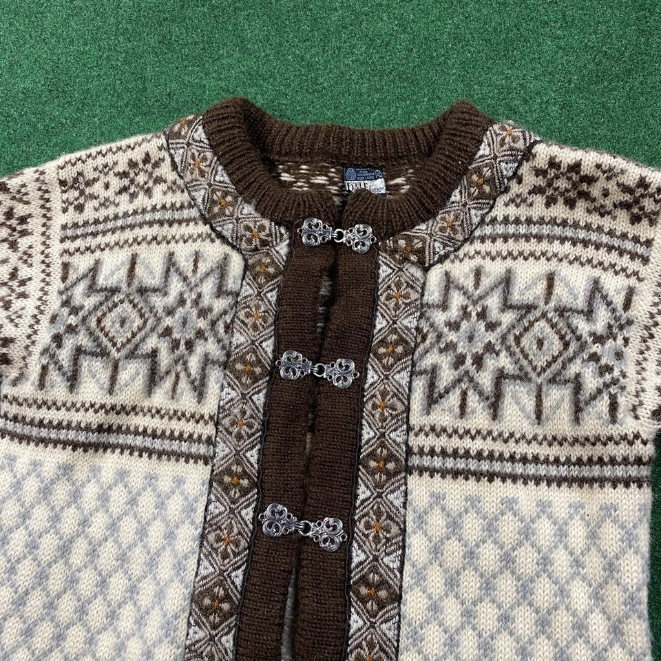 Suéter De Colección Dale Of Norway Para Hombres M Marrón Grueso Lana Peltre Cierres Cárdigan Foto 2 de 4