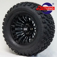 GOLF CART 12" Black 'MATADOR' WHEELS / RIMS and 23" All Terrain TIRES SET OF 4 