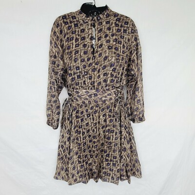 All Saints Dress Size 2 Womens Cosette Flux Gold Print Long | eBay