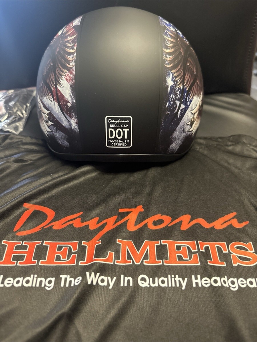 daytona dot skull cap leather motorcycle helmet D.O.T. Cap- Dull Black 2XL meeting the minimum liner requirement of 1 inch XL Daytona Helmets Skull Cap