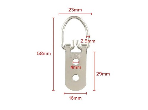 BRASS PLATED HEAVY DUTY D RING HANGER 58mm 2.3" 20kg MIRROR PICTURE HOOK HANGING - Picture 3 of 3