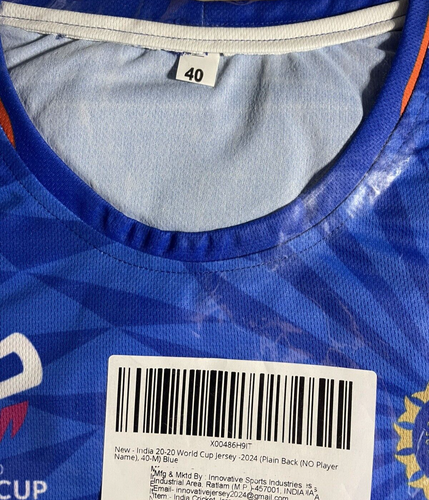 India Cricket Jersey T20 2024 World Cup (Nothing on Back) Size 40-Med - Picture 5 of 5