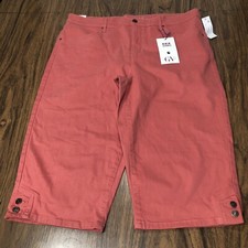 Gloria Vanderbilt Kaia Skimmer Capri Jeans Sz 16 Mid Rise Stretch Persimmon NWT