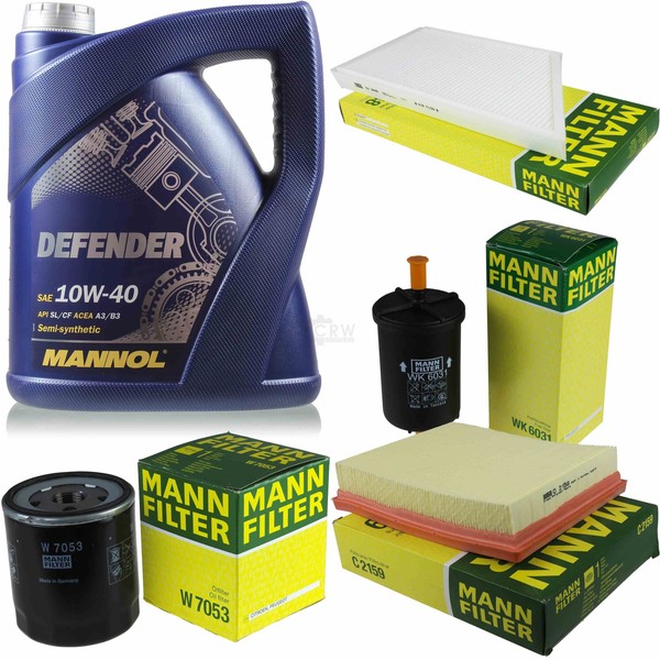 Mann Inspektionspaket 5L Mannol Defender 10W-40 FüR Peugeot 206 SchräGheck 1.4I-image