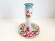 Vintage Limoges China Porcelain Hat Pin Holder Floral Design Hand Painted 5.75"