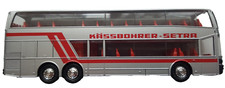 Vorführlackierung     silber/roter  Setra S 228 DT     herpa  schw. Karton  HO