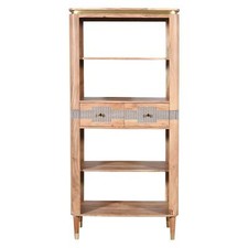 Alicia Acacia Wood 2 Drawers Large Open Bookcase
