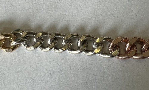 LUVAJ Tricolor Bracelet RoseGold,Gold &Silvertone Chunky Links 8” -Fits 7”-7.75” - Picture 6 of 7