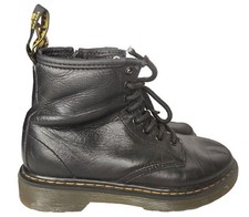 Dr. Martens 1460 J Black Leather Round Toe Lace Up/Zip Ankle Boots Kid  s Size 1