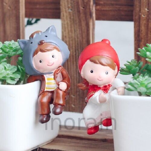 Gardening Planter Ornaments Decoration Garden Little Red Ridding Hood & Mr Wolf - Picture 1 of 14