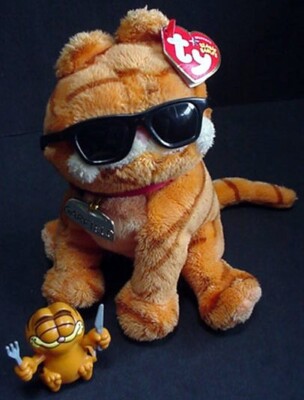 GARFIELD 1981 Dinner Time Knife Fork PVC Figure 2004 Cool Cat Plush New
