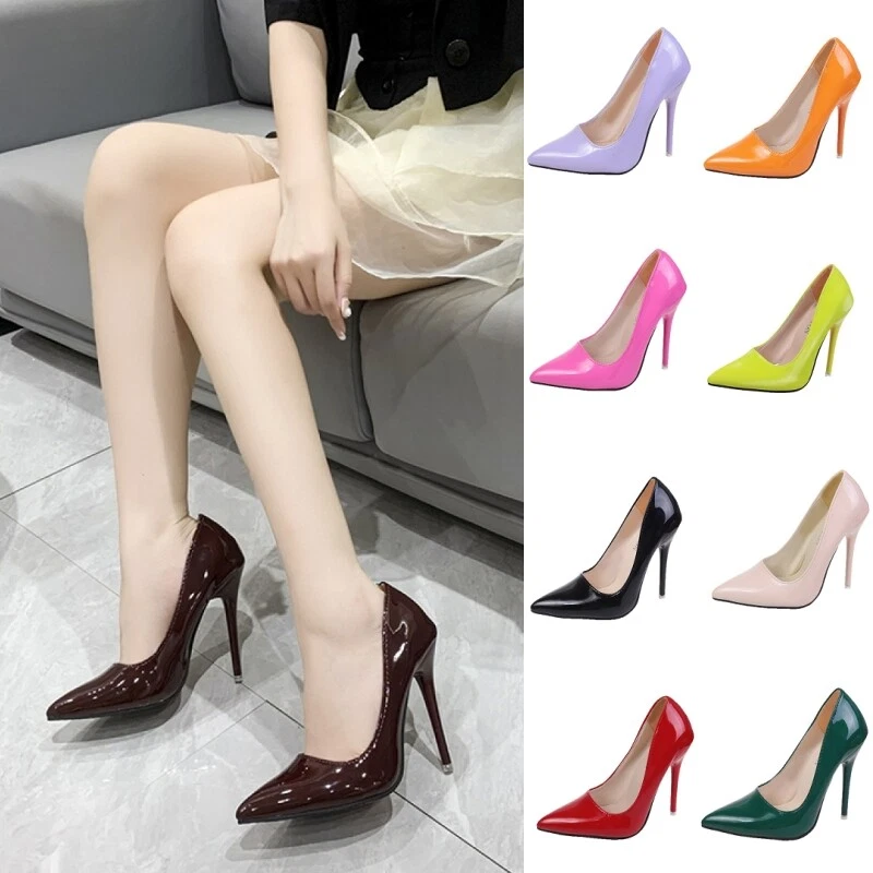 Cofnyz Blue heels Black High Heels Women Pumps Sexy Office Work Wedding  Shoes Pointed Toe Dress Slip On Genuine Leather Shallow Single Shoes (Color  : Hortel�, Size : 40): Buy Online at