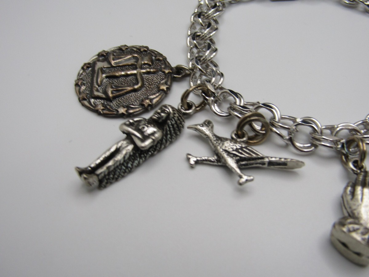 Beautiful Sterling Silver 925 Mixed 6, Charm Bracelet 7