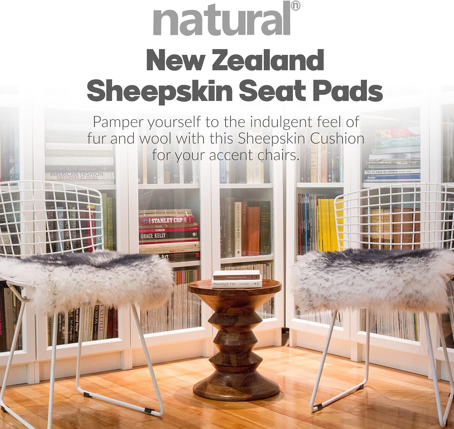 Set of 4, Natural Sheepskin Chairpad with Non-Slip Backing | 100% Real New Zeala