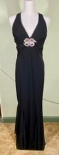 Mary L Couture Evening Gown Dress Black Open Back Rhinestone Prom Mermaid Sz 6