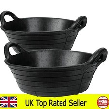 black 11l rubber skip trough, indestructible feeding bucket pack of  2