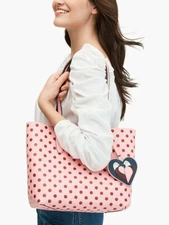 NWT Kate Spade Arch Love Birds Small Reversible Tote Bag $299 PINK MULT WKRU6395