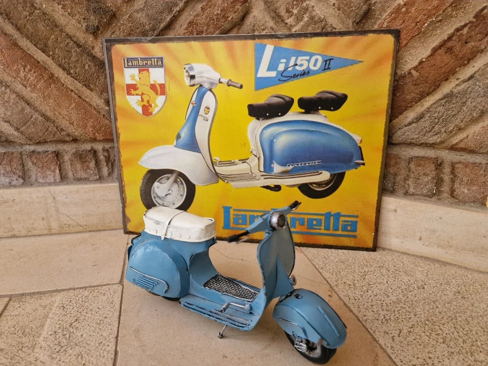 Vespa scooter moto hecha a mano + Metal Publicidad Italia Vespa Pub. letrero Foto 2 de 4