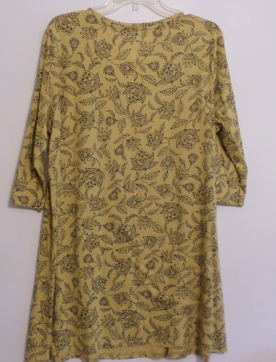 NWT PURE JILL (J JILL) BALLET SLEEVE TEE/TUNICXLCHAMOMILE YELLOW/BLK