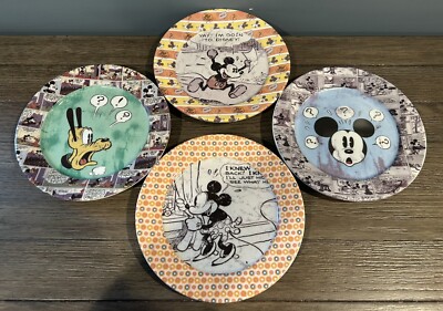 Vintage Authentic Original Disney 8'' plates *Set Of 4* (Minnie/Mickey/Pluto)