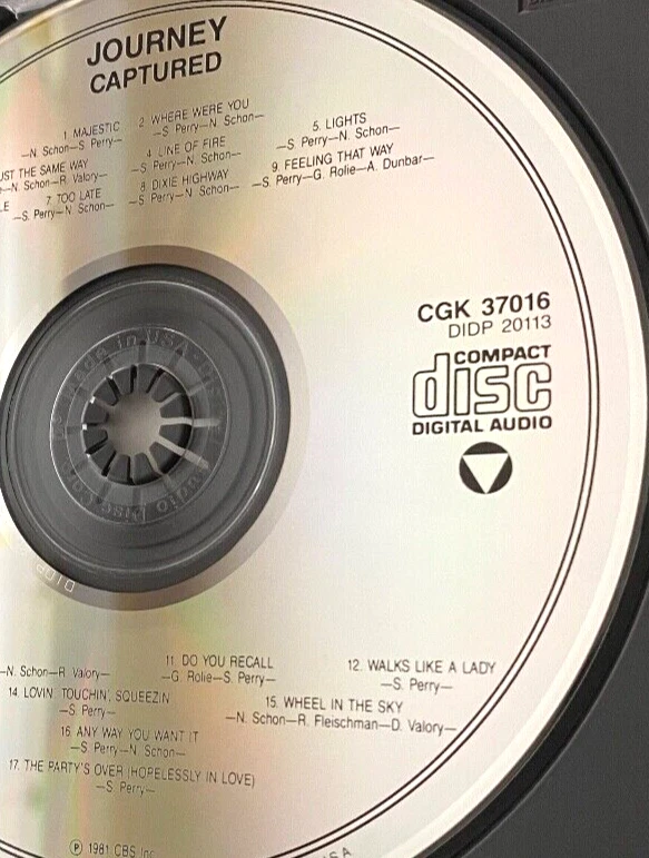Journey Captured CD DADC PRESS! Columbia CGK 37016 Steve Perry, Lights RARE! - Imagem 3 de 4