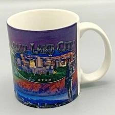 Salt Lake City Utah Scenic Coffee Mug Skyline Chief Massasoit Temple History