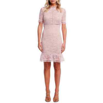 Bardot Theodora Lace Sheath Minidress Soft Pink