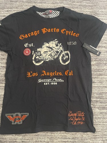 New Christian Audigier Garage Parts Motorcycle Racer Shirt Large All Over Print - Picture 2 of 20