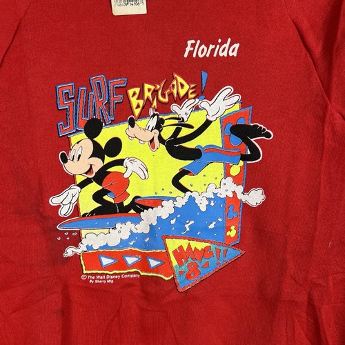 Vintage 80s Sherry Walt Disney Surf Brigade Mickey Goofy Sweatshirt Youth Large - Picture 4 of 11