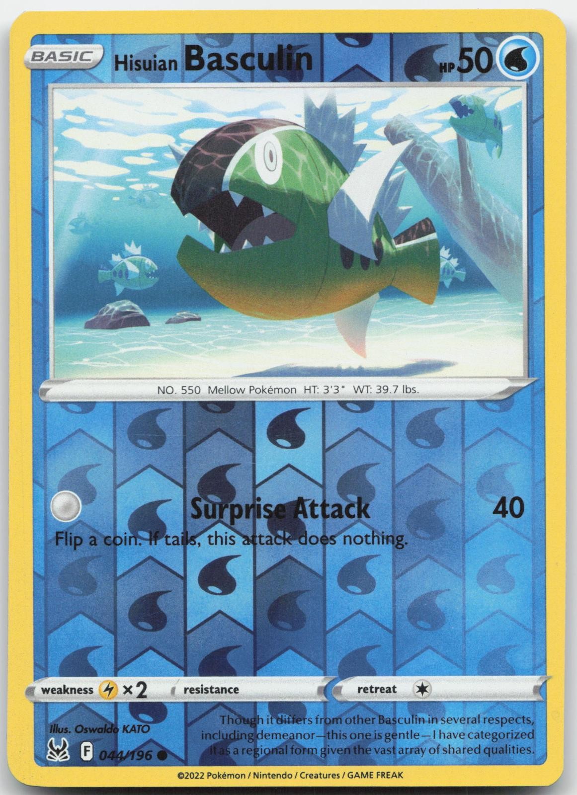 Hisuian Basculin 044/196 Common Lost Origin Pokemon Reverse Holo Near Mint