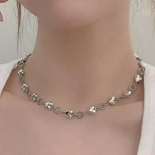 925 Sterling Silver Chain Necklace Handmade Creative Love Heart Exquisite New