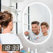 LED Lighted Bathroom Mirror 20x30 Inch Anti-Fog Dimmable With Time Function
