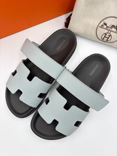 100 Authentic Hermes Men's Chypre Sandals Gris Nuage Size : 40.5
