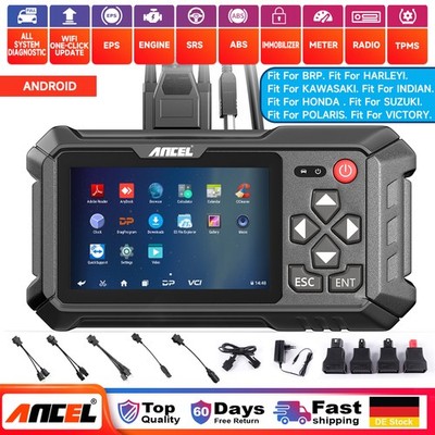 Ancel MT500 Motorrad Diagnosegerät OBD2 Scanner Alle Systeme mit Adapter-Bausatz