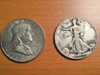 1960 Franklin & 1942 Liberty Half Dollars Lot of 2 Silver coins