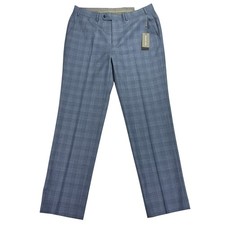 Michael Kors Mens Malone Classic Fit Stretch Plaid Suit Pants Denim Blue 36x32