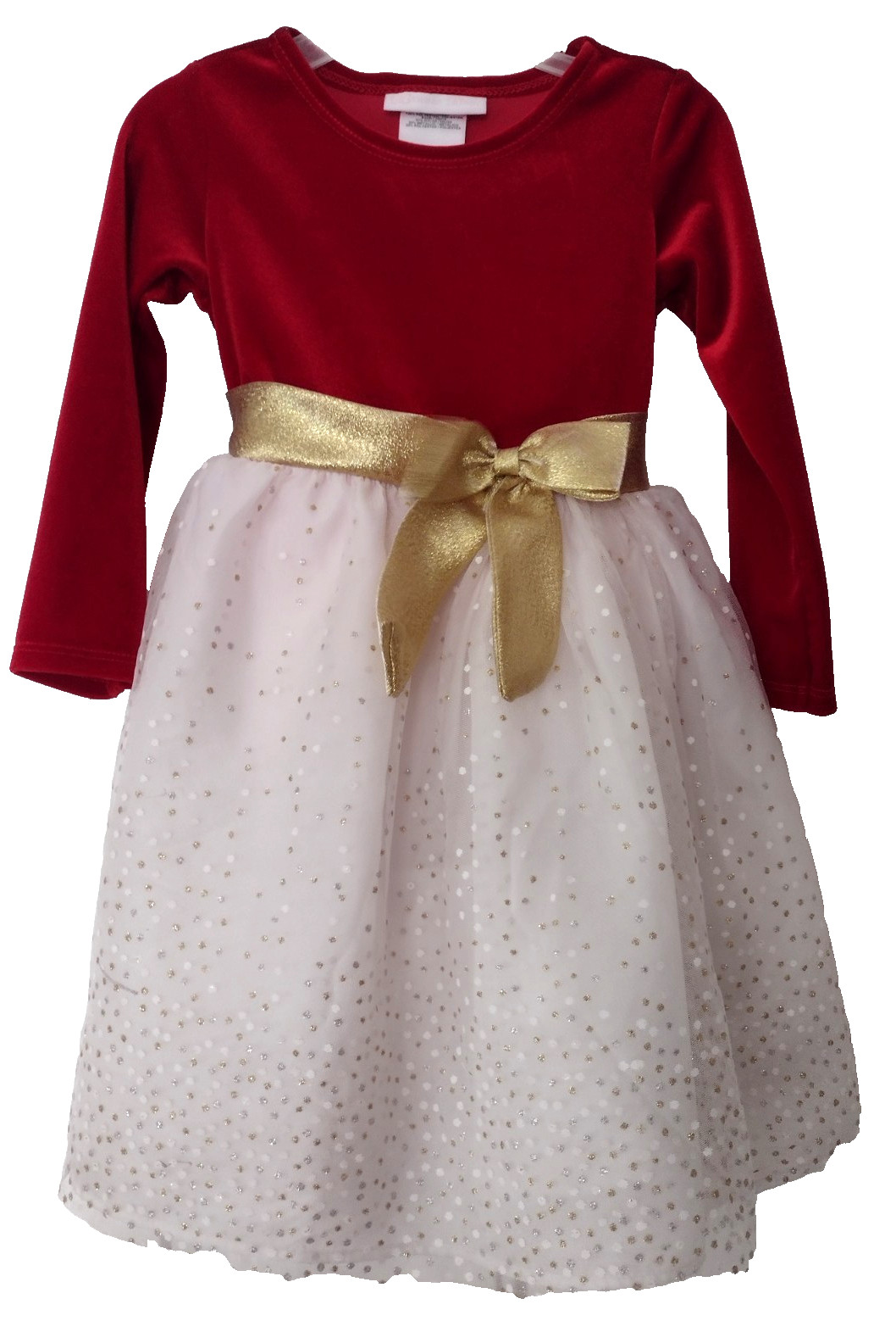 Bonnie Baby girl 2T dressy dress toddler fancy formal red white & gold Valentine