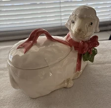 Fitz And Floyd Christmas Sheep/Lamb Candy Dish