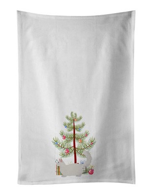 NEW Munchkin Cat Christmas Kitchen Towel Set of 2 White Dish Towels Decorative