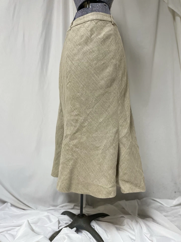 Falda Ralph Lauren Talla 16 Acampanada Larga Lino Forrada Cremallera Lateral Cierre 37” Cintura COMO NUEVA Foto 4 de 4