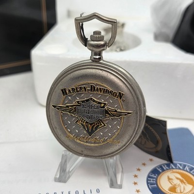 Harley Davidson Franklin Mint Pocket Watch With Case & Chain NIB