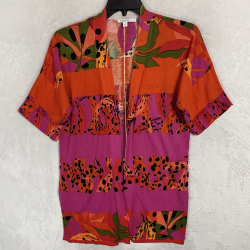 Chico’s Summer Romance Foliage Midi Cardigan Size 1 Small Tropical Boho Resort - Picture 2 of 12