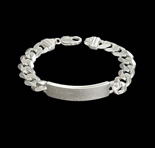 Men's Cuban link heavy sterling silver Italian made ID bracelet